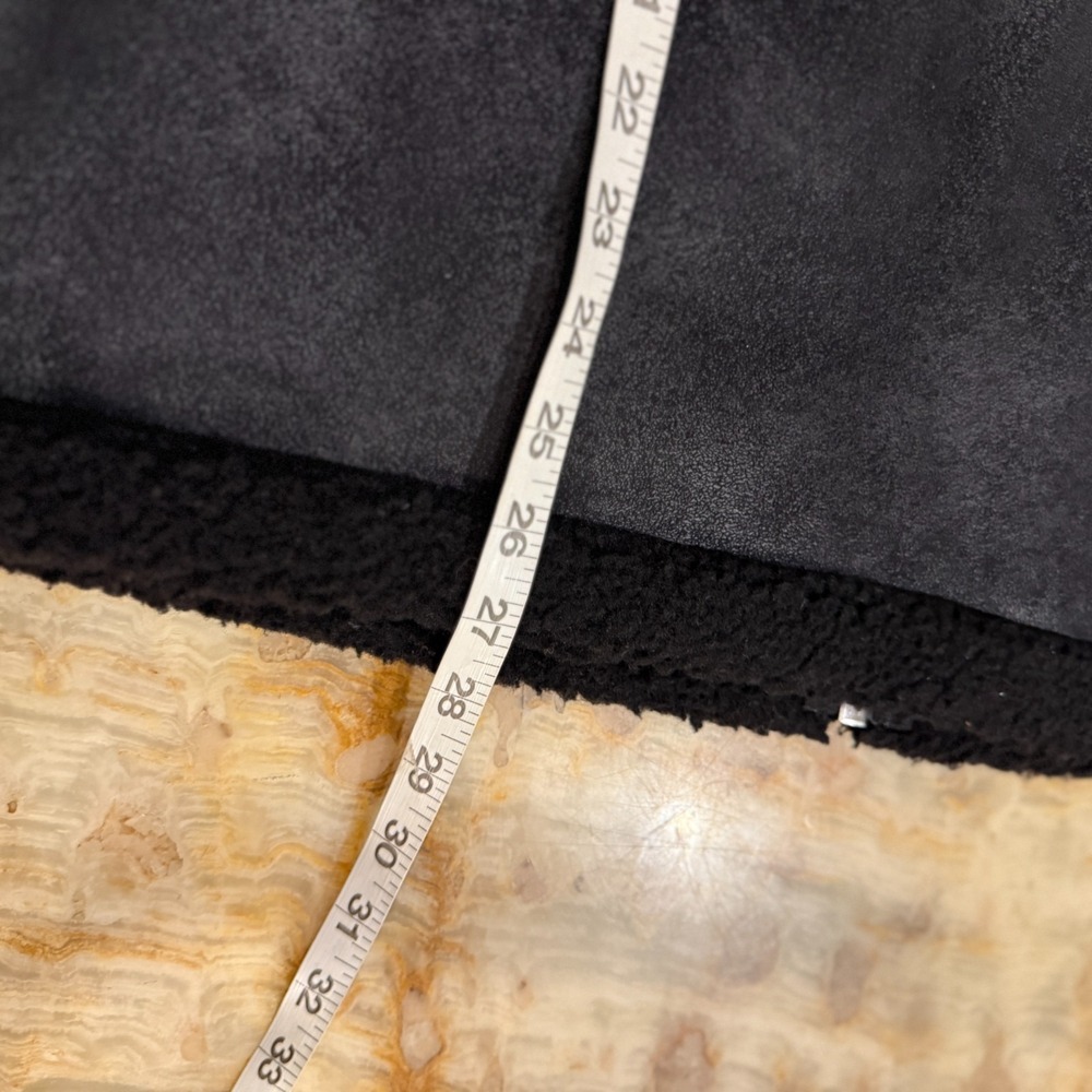 Abercrombie & Fitch Womens Relaxed Vegan Suede Aviator Jacket Lined Black Medium - Picture 5 of 5